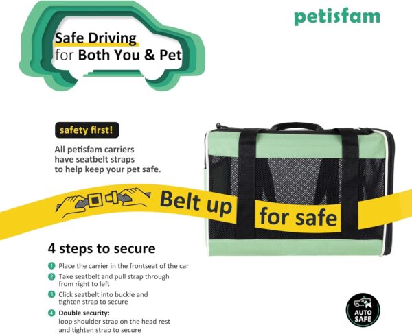 petisfam Easy Load Pet Carrier for Large, Medium Cats, 2 Cats and Small Dogs with Comfy Bed. Easy to Get Cat in, Escape Proof, Easy Storage, Washable, Safe and Comfortable for Vet Visit and Car Ride - Image 4