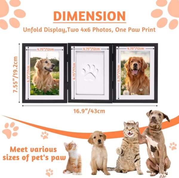 Pet Pawprint with Clay Imprint Kit, 4x6 Picture Frame and Paw Print Kit for Dogs or Cats Memorial, Wooden Memorial Frame with Letter & Number Stamp, DIY Pawprint Keepsake Gift for Pet Lovers, B - Image 2