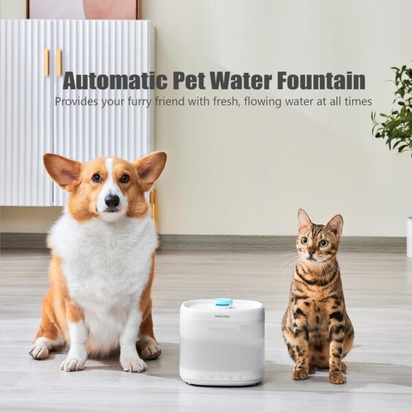 Cat Water Fountain with Wireless Pump, Ultra Quiet 67oz/2L Automatic Pet Water Fountain for Cats and Dogs with Replacement Filter Dog Water Dispenser - Image 7