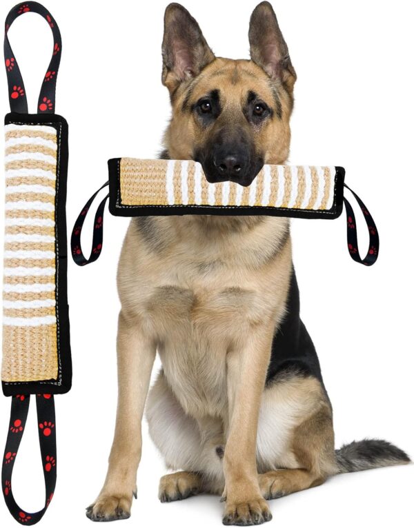 Dog Tug Toy Dog Tough Jute Bite Pillow - Lasting Training Equipment - Puppy to Large Dogs Interactive Toy for large Dogs and Small Dogs