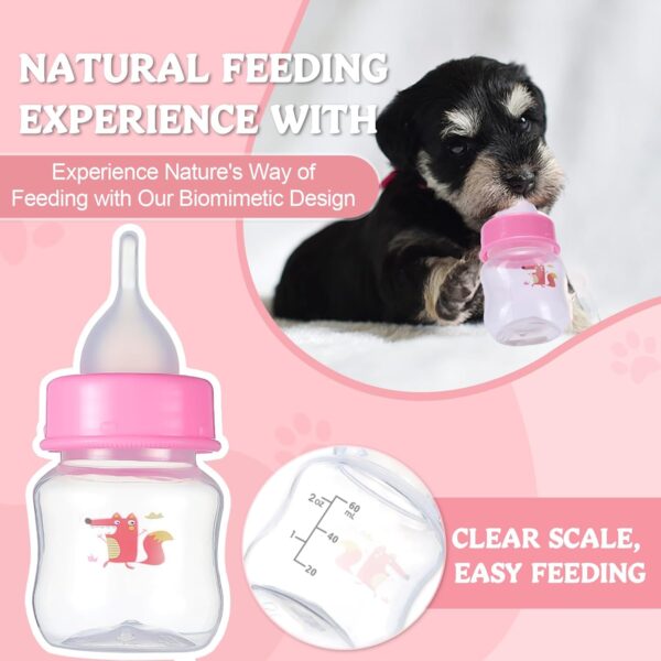 Kitten and Puppy Bottle Feeding Kit, puppy bottles for nursing: Provides unparalleled care, comfort and convenience for your cherished furry companion.pink-2.02oz(60ml) - Image 2