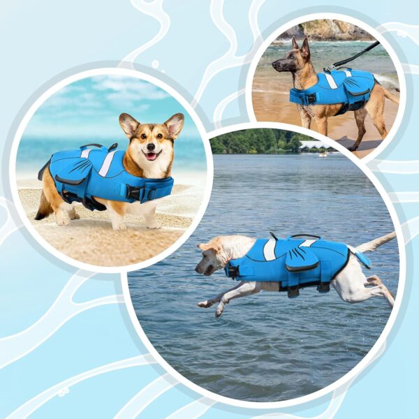 DENTRUN Dog Life Jacket Safety Vests for Swimming, Adjustable Puppy Pool Lake Floats Coat High Visibility Superior Floatation & Rescue Handle, Clownfish Shape Water Vest for Small Medium Large Dog - Image 7