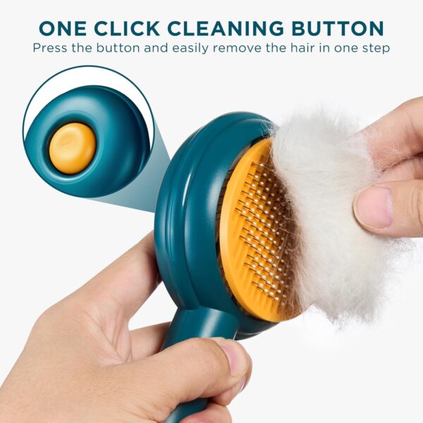 HICC GROOM! Pet Grooming Brush for Cats, Self Cleaning Cats Hair Brush with Release Button, Shedding Pet Brush for Short or Long Haired Cats/Dogs, Massage Removes Loose Fur, Tangles (Blue) - Image 3