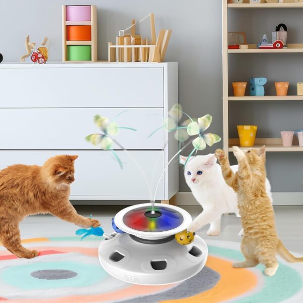 4 in 1 Cat Toys Rechargeable with 2000mAh Battery, Interactive Cat Toys for Indoor Cats, Track Balls Kitten Toy, Fluttering Butterfly, Electronic Whack a Mole for All Breeds - Image 7