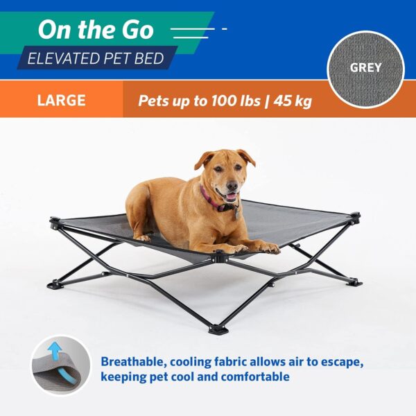 COOLAROO On the Go Cooling Elevated Dog Bed, Portable for Travel & Camping, Collapsible for Storage, Large Grey - Image 5