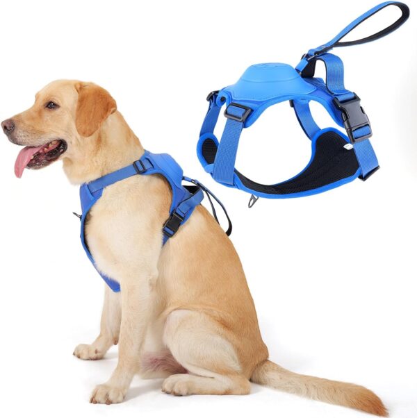 Dog Harness with Retractable Leash,No Pull Dog Harness,Automatic Anti-Burst Impact Function and Free Hands,Adjustable Dog Vest for Medium and Large Dogs (Blue, L)