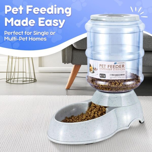 Flexzion Gravity Pet Feeder Food Dispenser (6-12 lb Size) for Dogs Cats Automatic Replenish Dry Food Storage Container Bowl for Small Medium Breed Dog Cat Animal Feeding Watering Fountain Supplies - Image 2