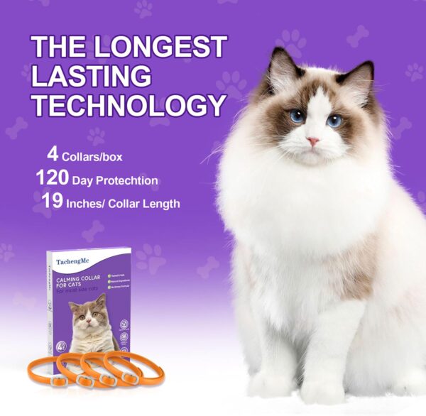 Calming Collar for Cats, 4 Pack Cat Calming Collar, Effective Relief Ancxiety Stress Cat Pheromone Collar, Water-Resistant & Adjustable Cat Calming Collar Fits Cats, Orange - Image 5