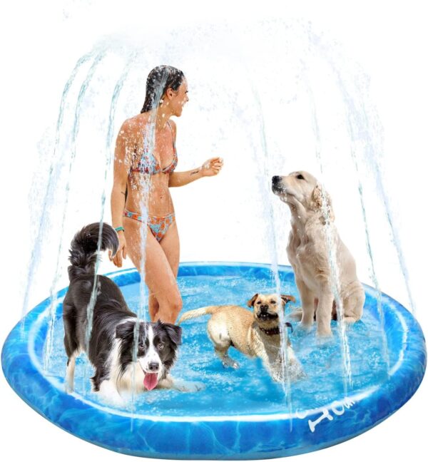 ALL FOR PAWS Splash Pad for Dogs, Outdoor Water Play Dog Sprinkler, 51" Anti-Slip Dog Pool for Dog Bath, Fun Backyard Fountain Play Cooling Mat for Dogs