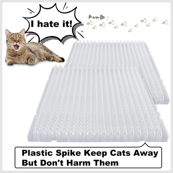 20 Pcs Cat Repellent Outdoor Indoor Mat Clear Cat Mat Plastic Cat Deterrent Cat Repellent Mat with Spikes Furniture Plant Couch Protectors from Cats Dogs, 16 x 13 Inches - Image 2