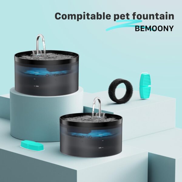 Cat Water Fountain Filters : BEMOONY Pet Water Fountain Replacement Filter - 12 Packs of Cat Fountain Filters (8 Carbon Filters + 8 Sponges) - Multiple Filtration Please replace it every 2-3 weeks - Image 2