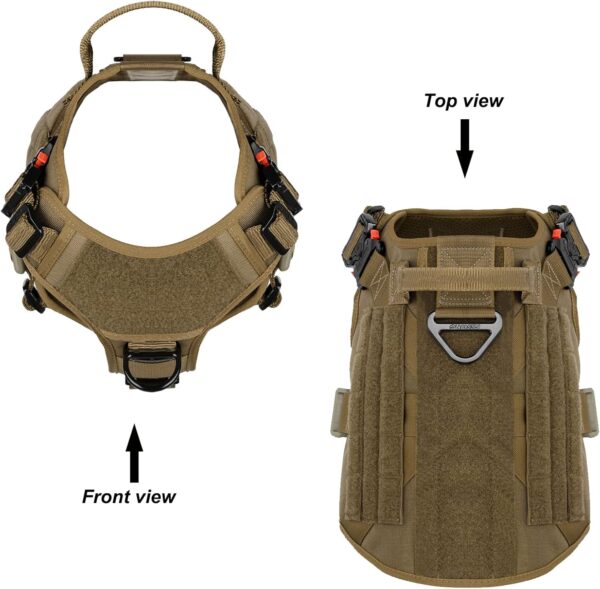 ICEFANG Tactical Dog Harness,Large size, 2X Metal Buckle,Working Dog MOLLE Vest with Handle,No Pulling Front Leash Clip,Hook and Loop Panel - Image 3