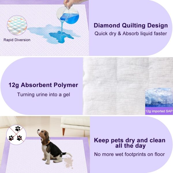 Lavender Scented Super Absorbent & Leak-Proof Puppy Pads, 36"x36" Odor Control Pet Training Dog Pee Pads, Thicken Quick Dry Pee Pads, Potty Training Pads for Dogs Cats, Rabbit - 30Counts - Image 6