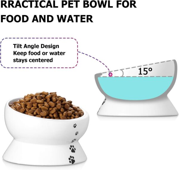 Y YHY Elevated Cat Food Bowl, Raised Pet Food and Water Bowl for Cat and Small Dog, Tilted Ceramic Water Bowl No Spill,15oz, Dishwasher Safe - Image 5