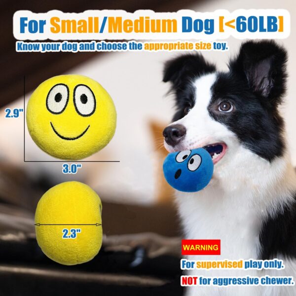 Squeaky Dog Toys for Small Dogs-Medium Dog Toys, Stuffed Plush Squeaky Dog Balls, Smile Face Dog Squeaky Toys for Small, Medium Breed - Image 2