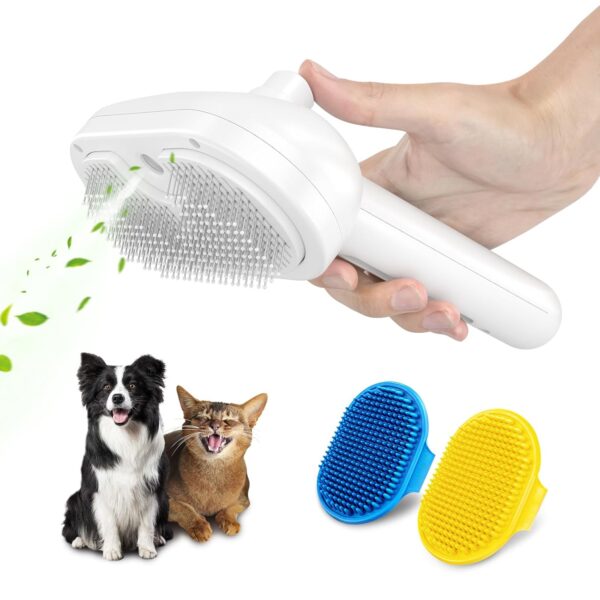 Pet Dog-Cat Steamy Hai-Brush Bath-Comb - 2-in-1 Functional Pet Hair Removal Tool and Bath Brush, Anti-Static to Remove Flying Hair, Suitable for Both Long and Short-Haired Pets