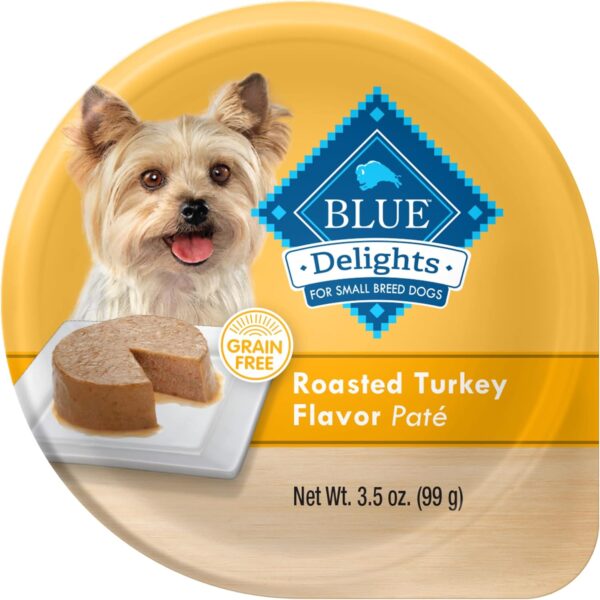 Blue Buffalo Delights Natural Adult Small Breed Wet Dog Food Cups, Pate Style, Roasted Turkey Flavor in Savory Juice 3.5-oz (Pack of 12) - Image 3