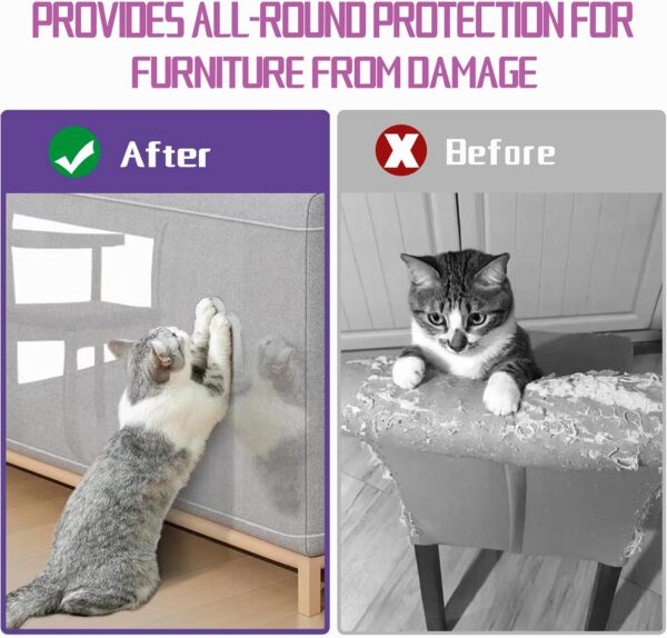 Furniture Cat Scratch Protector - 12 Pcs Clear Self-Adhesive Cat Couch Protectors, Furniture Protectors from Cat Scratching, couch corner protectors for cats (with 52 Twist Pins) - Image 4