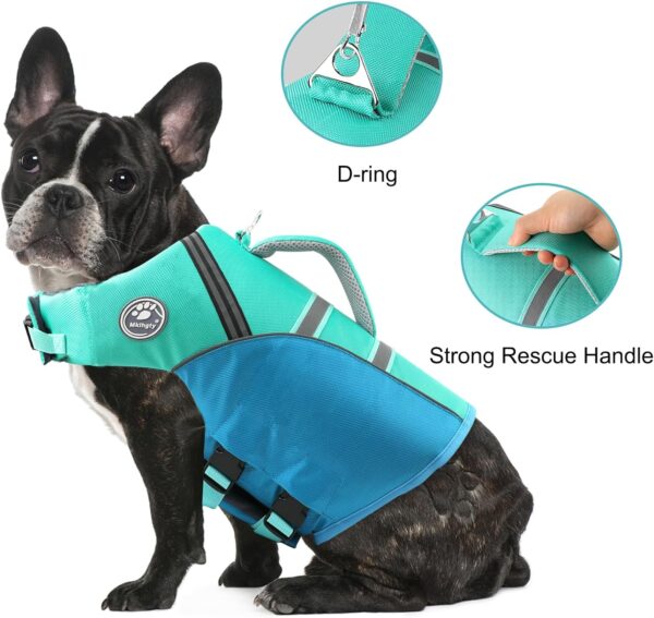 Dog Life Jacket, Reflective & Adjustable Dog Life Vest for Swimming & Boating, Ripstop Pet Safety Vest with Rescue Handle, High Buoyancy Dog Life Preserver for Small Medium Large Dogs - Image 3