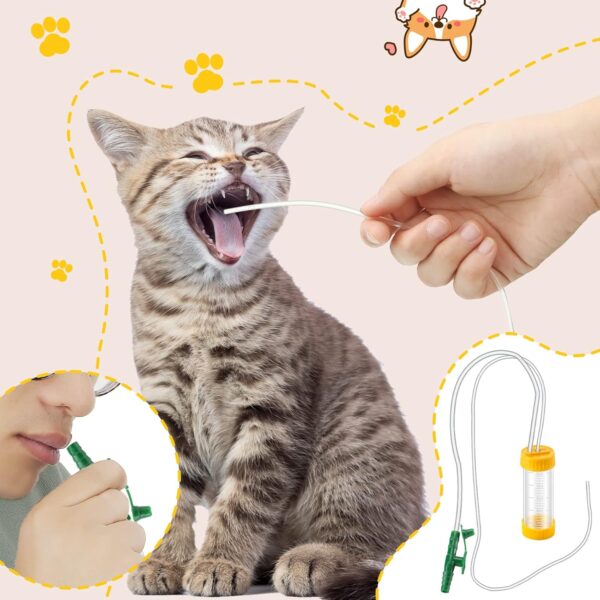 9 Pieces Puppy Feeding Tube Kit Includes 8 FR Red Rubber Kitten Feeding Tubes 10 ml Clear Feeding Tube Syringes Bulb Syringe Feeding Tools for Small Animals Pet Supplies Feeding Measuring Watering - Image 7