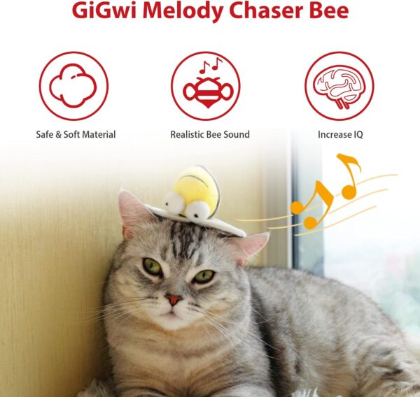 Gigwi Chirpy Bee Sound Toy for Cats, Interactive Squeaking Cat Toys Melody Chaser Play and Squeak Kitten Toy for Boredom - Image 4