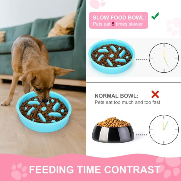 Slow Feeder Dog Bowls 3 in 1 Stainless Steel Dog Food and Water Bowls with Non-Spill and Non-Skid Silicone Mat to Slow Down Eating for Large Medium Small Breed Size Dogs and Cats - Image 4