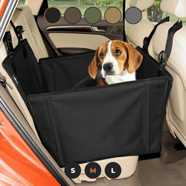 Extra Stable Dog Car Seat - Reinforced Car Dog Seat for Medium-Sized Dogs with 4 Fastening Straps - Robust and Waterproof Pet Car Seat for The Back Seat of The Car (M Size, Black)