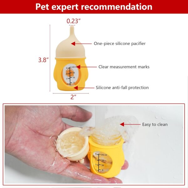 Puppy Bottles for Nursing，Kitten Bottles for Nursing，Pet Feeding Bottle，(Yellow- 20ml) - Image 6