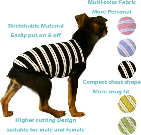 YQYS Dog Shirts Multi-Color Striped Cotton Vest for Small Dogs and Cats Puppy Clothes Teacup Dog Clothing Tank Top for Chihuahua Miniature Pinscher Pink XXSmall - Image 3