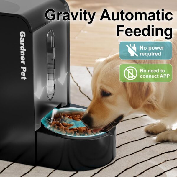 Automatic Gravity Pet Feeder, 1.8 Gallons*2 Dog Feeder and Water Dispenser Set, 2-in-1 Automatic Feeder and Stainless Steel Water Dispenser for Dogs, Cats, Rabbits, Puppies (Black) - Image 3