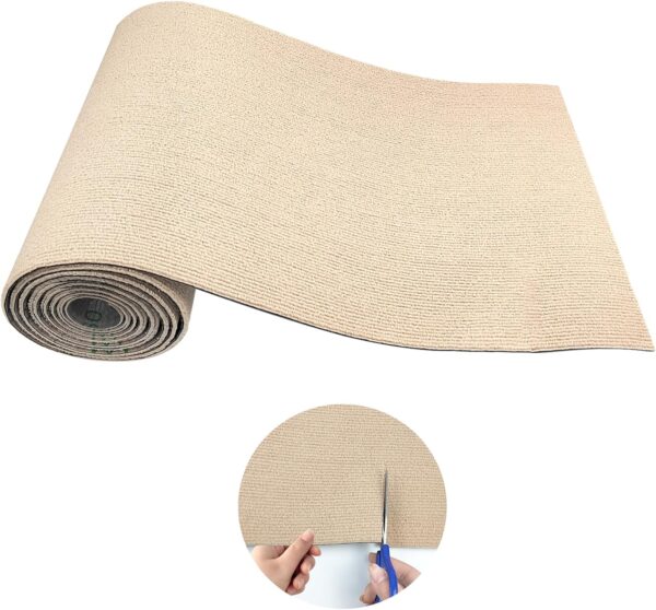 118”x15.8” Trimmable Cat Scratching Post Carpet Cover Cat Scratcher Mat Self-Adhesive Cat Tree Shelves Replacement Parts Mat Cat Scratcher for Shelves Steps Couch Furniture Protector(Beige)