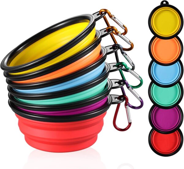 ME.FAN Collapsible Dog Bowl Travel Portable Dog Bowl(12oz) Silicone Foldable Travel Bowl/Pet Food Bowl/Cat Water Bowl/Silicone Pet Expandable Bowls + Carabiners Per Set