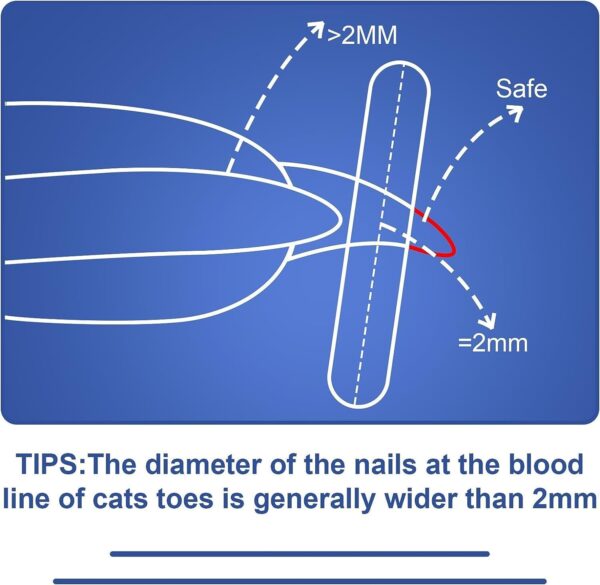 Cat Nail Clippers with Circular Cut Hole -Avoid Over Cutting Pet Nail Clippers -Specially Designed for Cats-Sharp Angled Blade Professional Paw Trimmer Set for Novice Pet Families (Blue) - Image 5