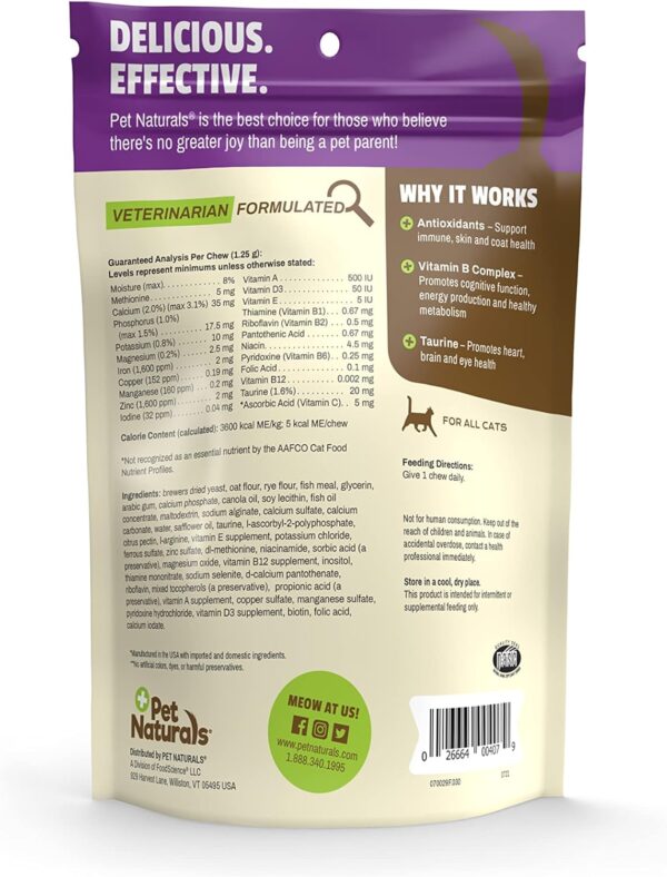 Pet Naturals Daily Multivitamin for Cats with Biotin, Taurine and Arginine, 30 Fish Flavored Chews - Image 2