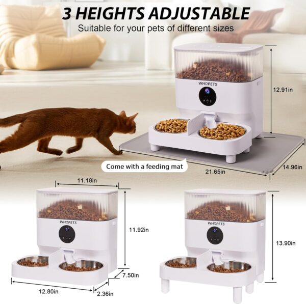 Automatic Cat Feeders, WHDPETS 5G WiFi Cat Food Dispenser with 1080P Camera for 2 Cats & Dogs, 5L Pet Feeder with Feeding Mat, APP Control, 2-Way Audio,Dual Power Supply - Image 7