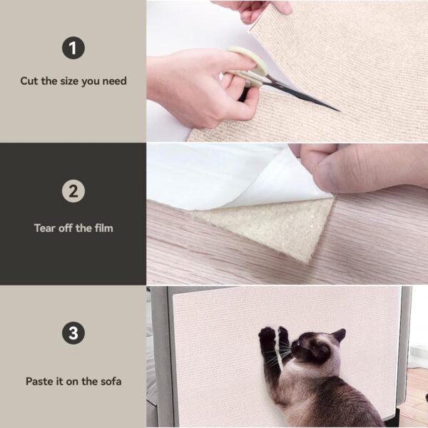 Anti Cat Scratch Furniture Protector-Fabric Soft Cat Scratching Sofa Protector, Self-Adhesive Cat Tape for Furniture, Cut to Size You Need,Protect Cat Houses, Sofas, Furniture,Etc - Image 3