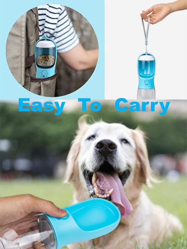 Dog Water Bottle,2 in 1 Portable Pet Water Bottle with Food Container and Replaceable Carbon Filter,Leak Proof Water Dispenser for Dog and Other Pets for Traveling,Walking,Hiking(10oz Blue) - Image 7