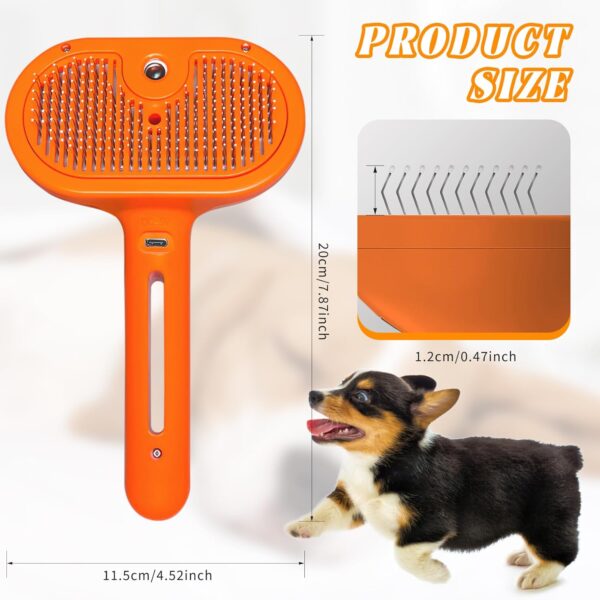 Self-Cleaning Spray Cat Brush for Shedding, Removes Static Flying Hair, and Works Wonders for Both Long and Short-Haired Pets 2 In 1 Cleaning Brush for Cats And Dogs Grooming (Orange) - Image 6