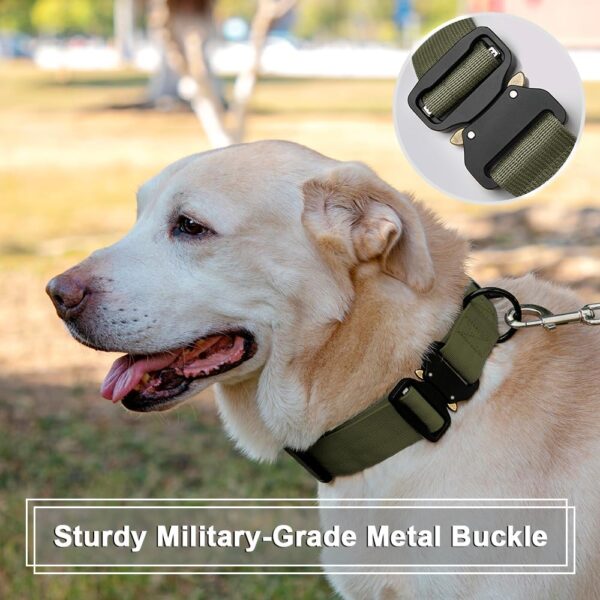 Personalized Tactical Dog Collar with Name and Phone Number, Heavy Duty Nylon Military Dog Collar with Strong Metal Buckle for Medium and Large Dogs - Image 3