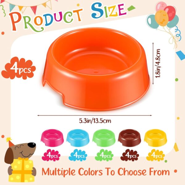 24pcs Puppy Dogs Birthday Party Supplies Pet Plastic Bowls Bulk Reusable Dog Bowls Puppy Food Bowl Feeding Water Pet Bowl for Dog Cat Paw Party Favor, Blue, Yellow, Pink, Coffee, Orange, Green - Image 2