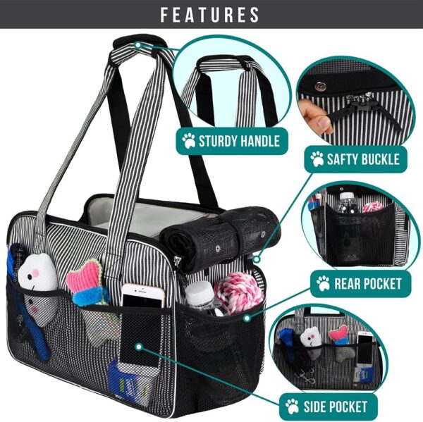 PetAmi Small Dog Purse Carrier, Soft-Sided Pet Carrier Bag with Pockets, Portable Puppy Cat Travel Handbag Tote, Airline Approved Breathable Mesh, Poop Bag Dispenser, Max 18 lbs, Chevron Teal - Image 4