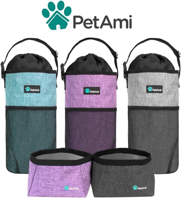 PetAmi Travel Dog Food Bag Pet Collapsible Dog Bowls Set, Dog Kibble Bag, Pet Food Water Bowls for Dogs Cats, Foldable Waterproof Dog Camping Bowls Cup Dish Accessories for Hiking, Sea Blue & Gray - Image 8