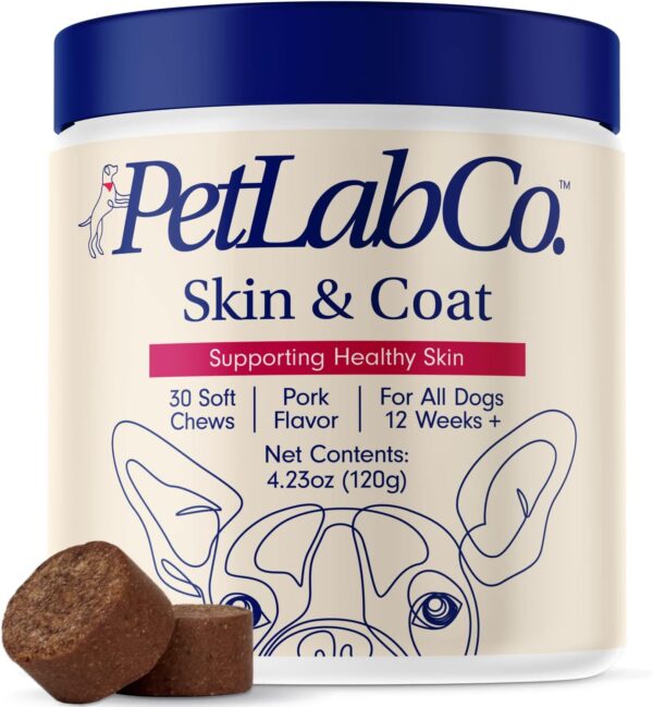 PetLab Co. Skin & Coat Chew - Optimize Scalp and Fur Condition with a Tasty Dog Chew, Packed with Beneficial Fatty Acids, Vitamins and Apple Cider Vinegar to Deliver Comfort and Support a Healthy Coat