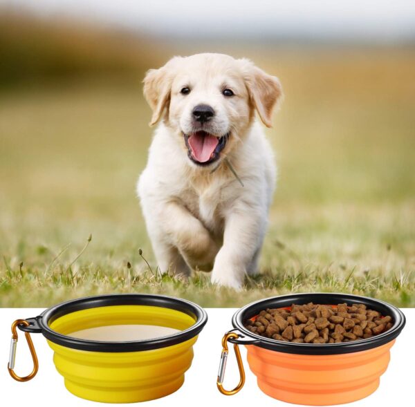 ME.FAN Collapsible Dog Bowl Travel Portable Dog Bowl(12oz) Silicone Foldable Travel Bowl/Pet Food Bowl/Cat Water Bowl/Silicone Pet Expandable Bowls + Carabiners Per Set - Image 6