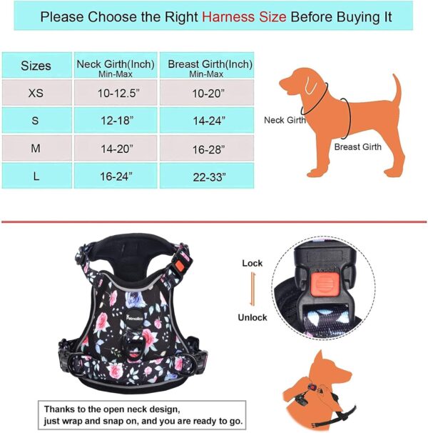 Petmolico No Pull Dog Harness and Leash Set, No Choke 4 Leash Attchments Easy Control Handle Soft Padded Reflective Vest Dog Harness for Large Dog Breed, Rose Large - Image 2