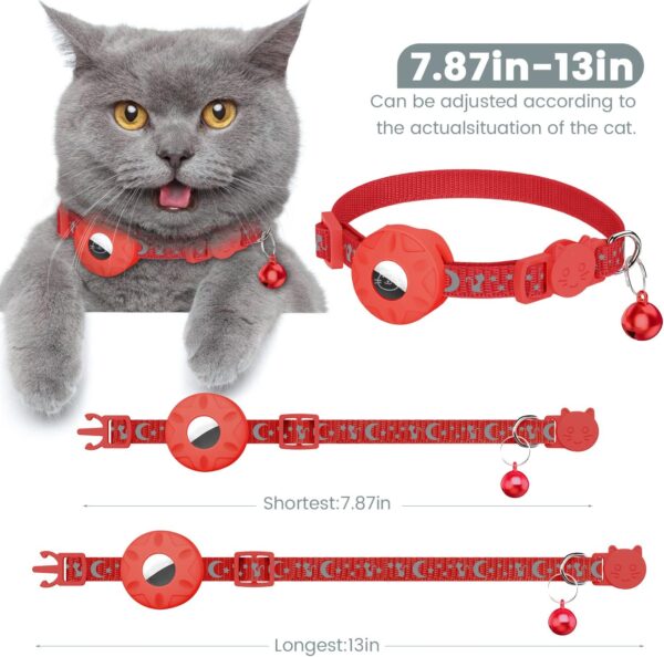 Airtag Cat Collar, Striking Collar for Cat with Safety Buckle and Waterproof Air Tag Holder in 3/8" Width, Cat Airtag Collar, Cat GPS Tracker Collar Compatible with Apple Airtag for Cat Puppy - Image 2