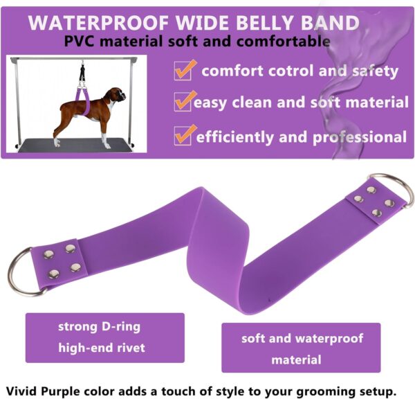 Pet Dog Grooming Belly Straps - Pet Dog Grooming Loops Grooming Helper Purple Groomer Belly Support Band Wide Waterproof PVC Belly Loop Grooming Restraint for Pet Bathing (Purple-Short) - Image 3