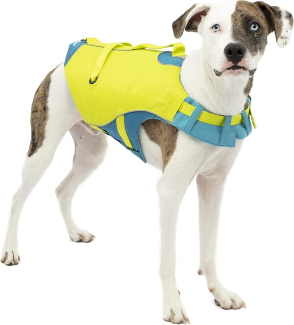 Kurgo Surf n’ Turf Dog Life Jacket, Dog Life Vest for Swimming, Floatation Vests for Dogs, Dog PFD, Reflective, Adjustable, for Small Medium Large Pets (Yellow/Blue, Small)