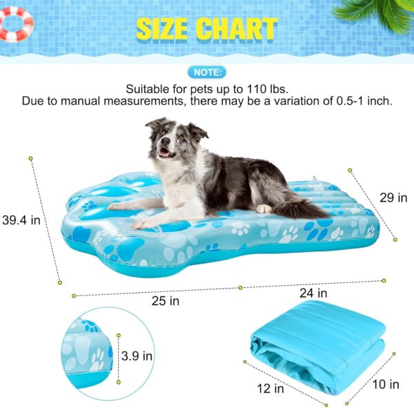 BEAUTYZOO Inflatable Dog Floats for Pool,Large Dog Pool Swimming Float,Dog Raft for Small Medium Big Dogs, Ride On Pool Toys for Hot Summer Floating Raft,Durable Foldable Blue Pink Paw Shape - Image 2