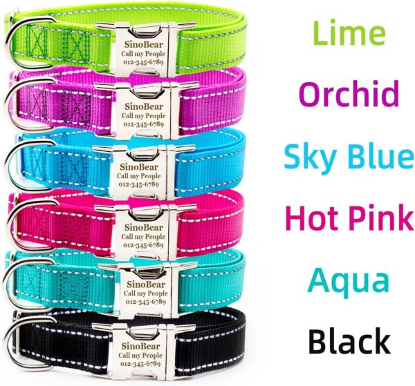 Reflective Personalized Dog Collar with Pet Name Phone Number Address for Small Medium Large Dogs Adjustable Size (XS S M L XL) - Image 2